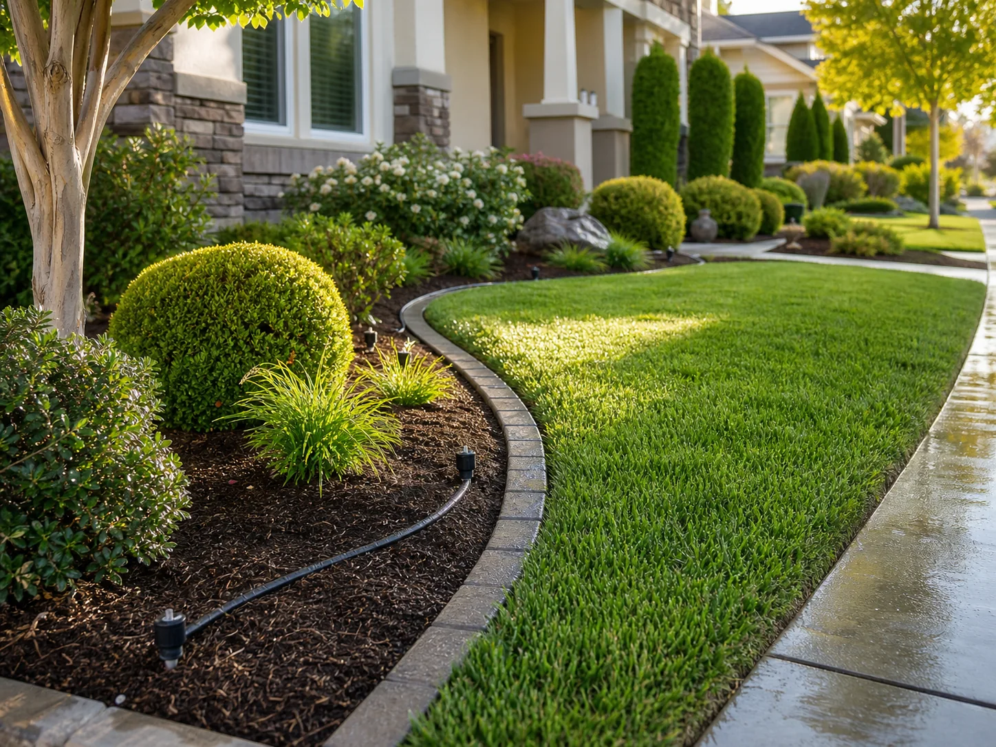 Tired lawn edge before irrigation upgrade