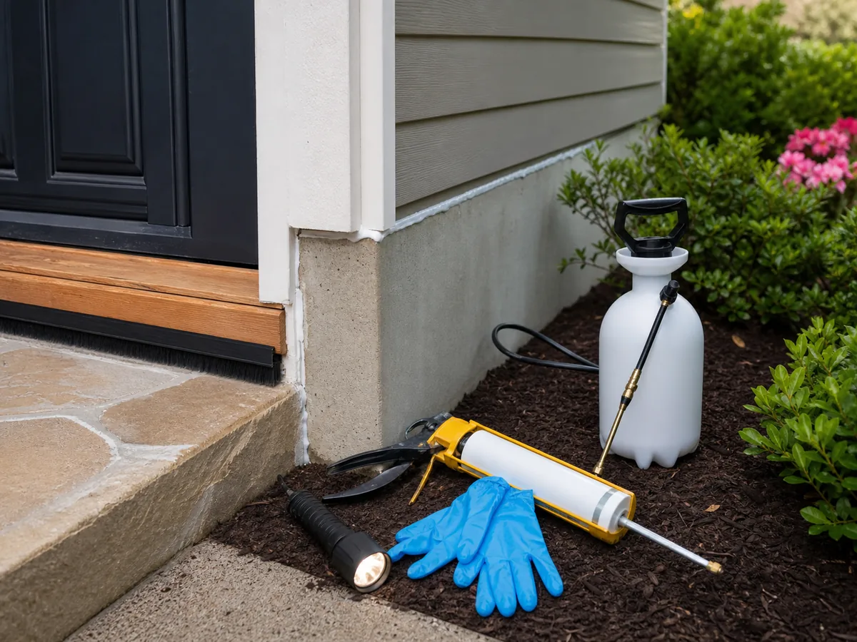 GreenShield technician inspecting a home's foundation