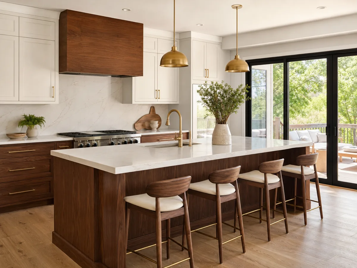 Beautifully remodeled modern Miami kitchen with island and natural light