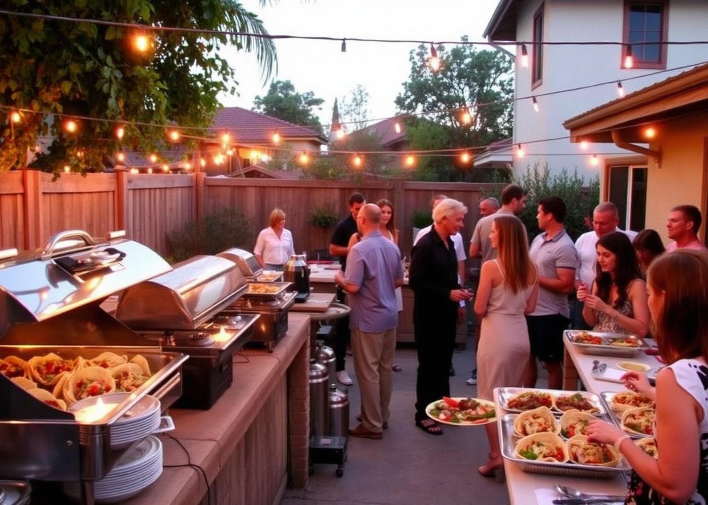 Baja Tacos catering set up at an outdoor party