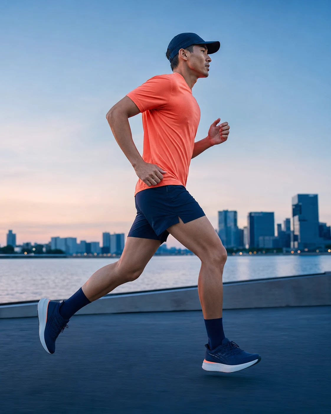Runner mid-stride outdoors