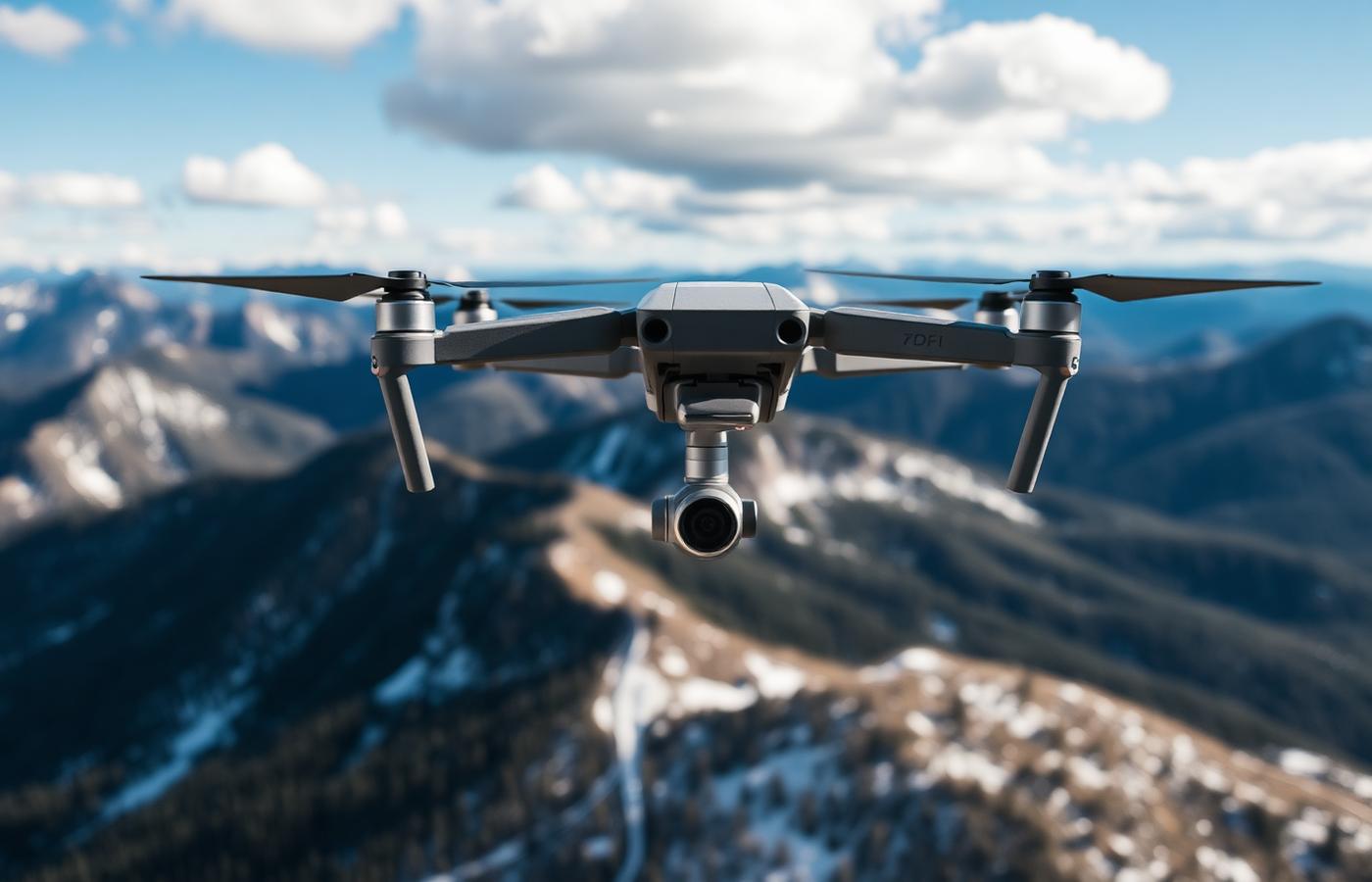 Professional drone flying above Colorado mountains